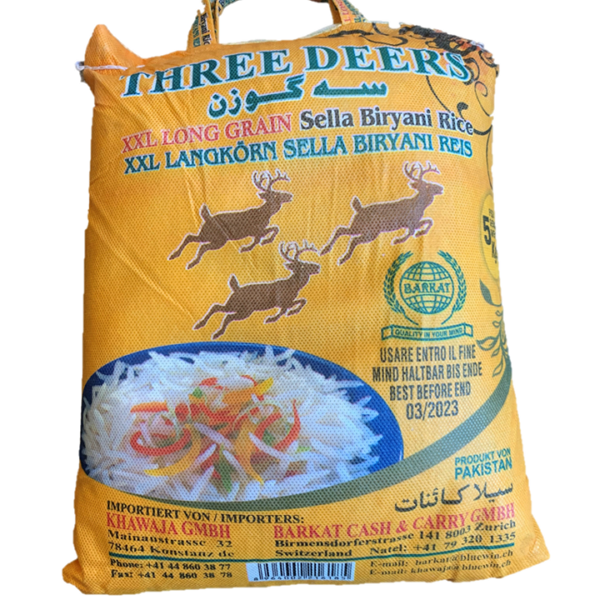 Three Deers XXL Sella Long Grain Rice PK 4x5Kg