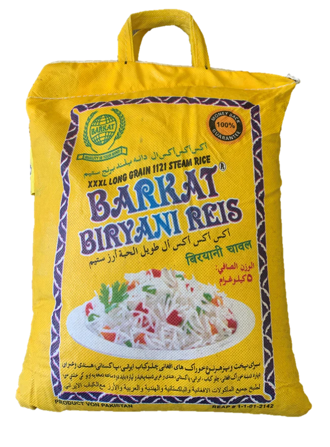 Barkat XXXL Long Grain 1121 Steam Biryani Rice (Yellow) 4x5Kg (AKTION)