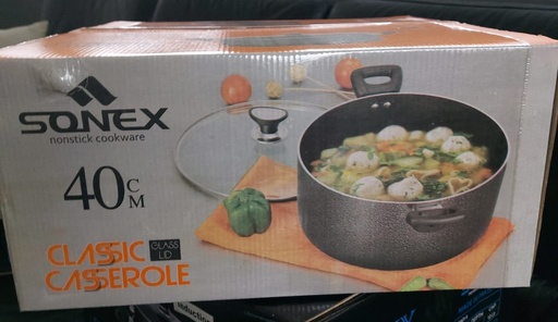  SONEX 1Pcs  Non Stick Classic Casserole with Glass Lid 40cm 